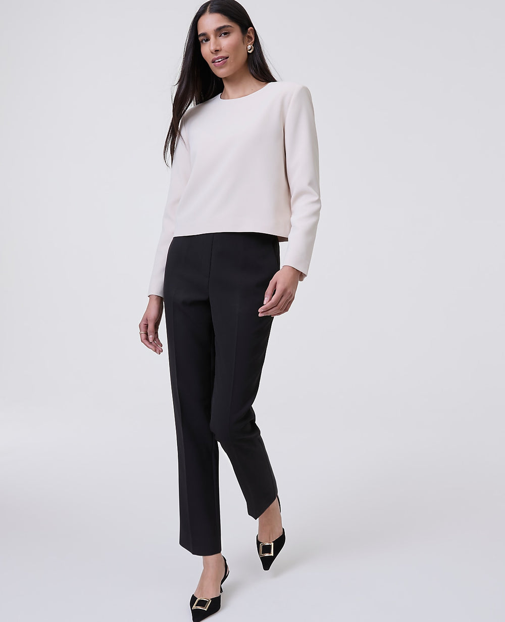 Ann Taylor Ivory Whisper The Crew Neck Top in Fluid Crepe