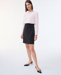 Ann Taylor Ivory Whisper Colorblock Crew Neck Shift Dress