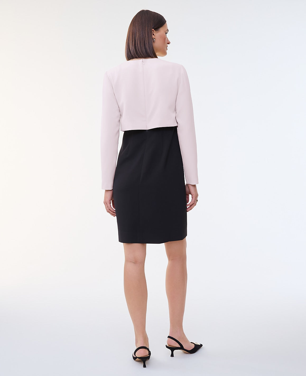 Ann Taylor Ivory Whisper Colorblock Crew Neck Shift Dress