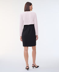 Ann Taylor Ivory Whisper Colorblock Crew Neck Shift Dress