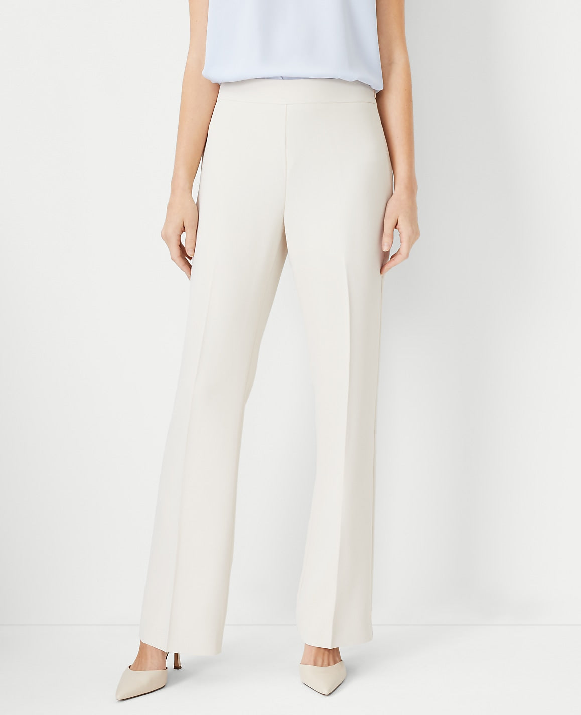 Ann Taylor Ivory Whisper The Side Zip Trouser in Fluid Crepe