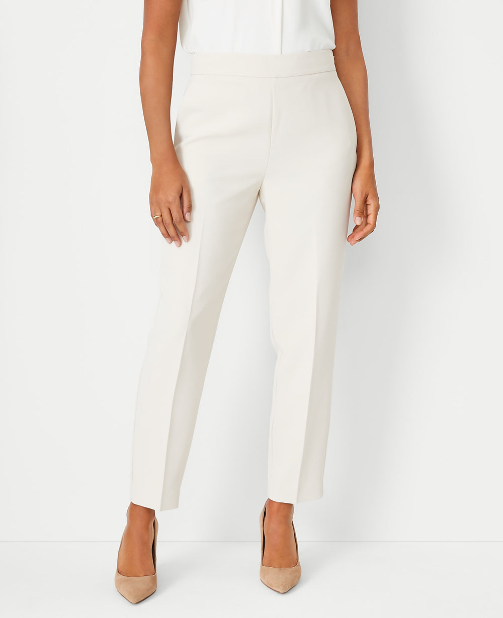 Ann Taylor Ivory Whisper The Side Zip Ankle Pant in Fluid Crepe