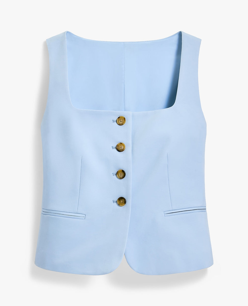 Ann Taylor Cashmere Blue The Cutaway Square Neck Vest in Doubleweave