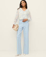 Ann Taylor Cashmere Blue The Wide-Leg Pant in Doubleweave