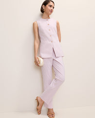 Ann Taylor Pink/White Combo The Long Crew Neck Vest in Seersucker