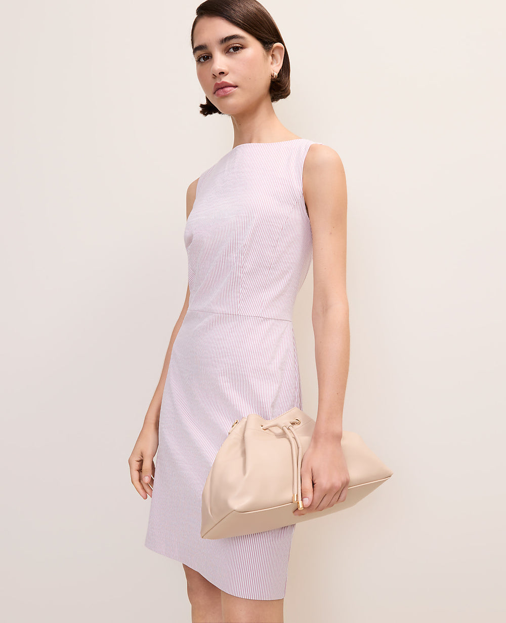 Ann Taylor Pink/White Combo The Boatneck Dress in Seersucker