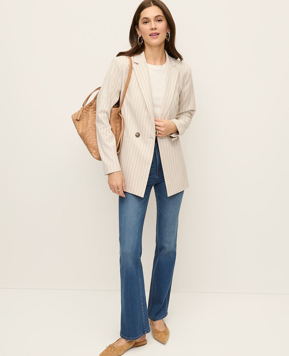 Ann Taylor Cream Multi Pinstripe The Crosby Blazer in Pinstripe