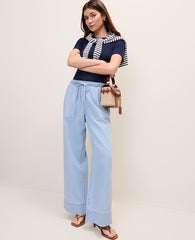 Ann Taylor Azure Light Wash The Relaxed Wide-Leg Jean