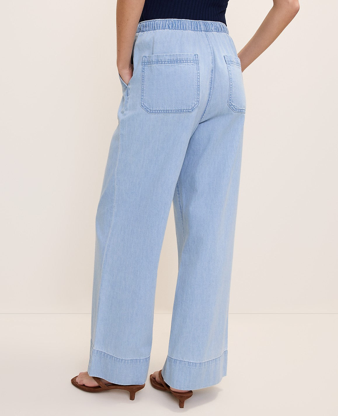 Ann Taylor Azure Light Wash The Relaxed Wide-Leg Jean