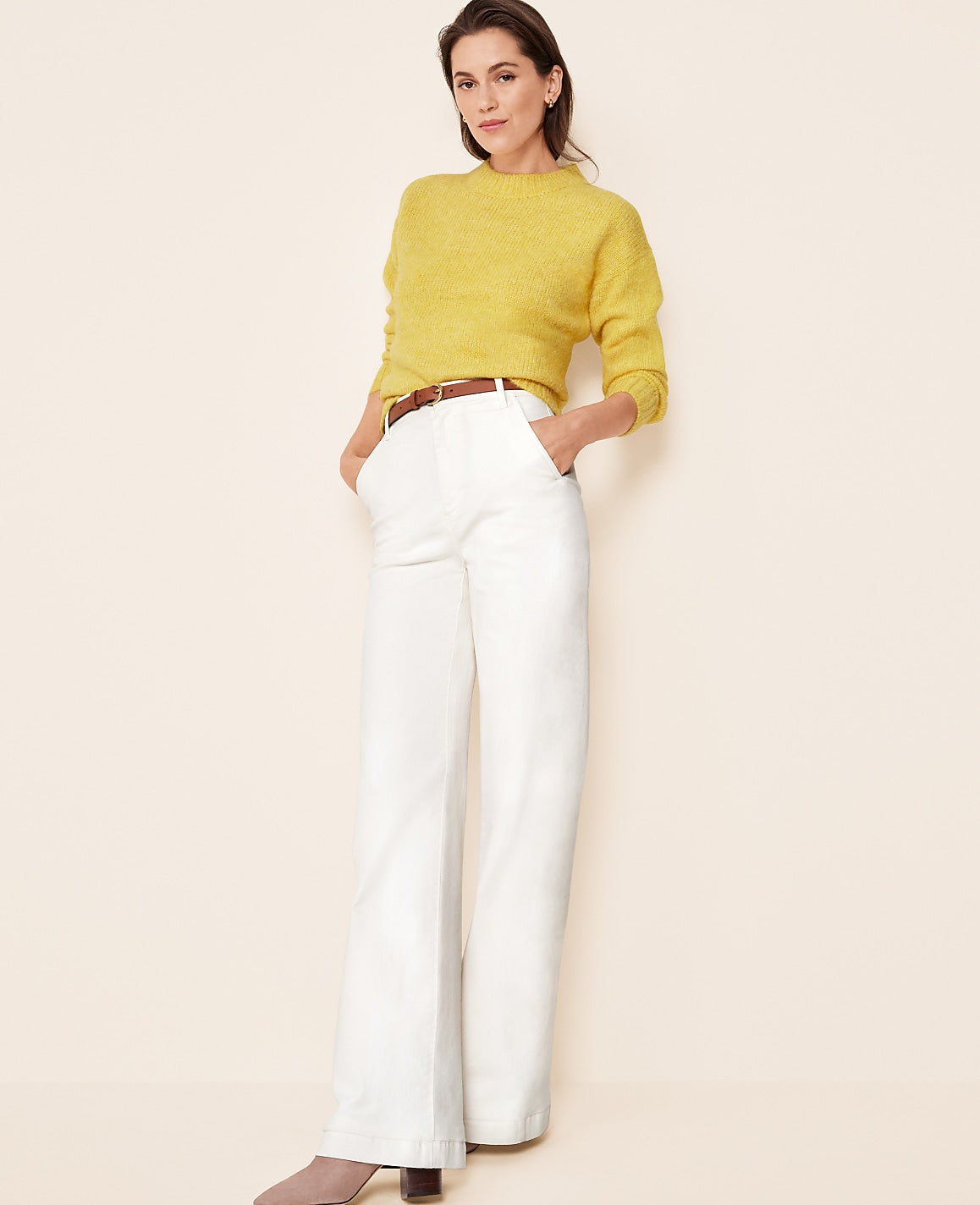 Ann Taylor Ivory Weekend Trouser Jean
