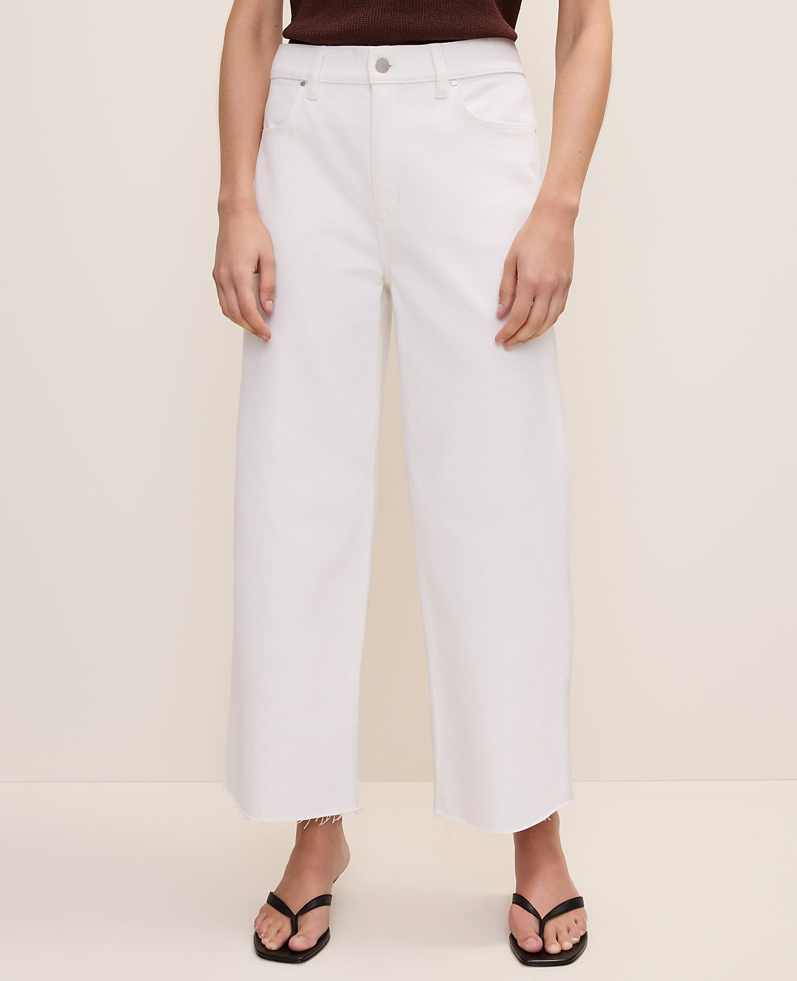 Ann Taylor White The Wide-Leg Crop Jean — Curvy Fit