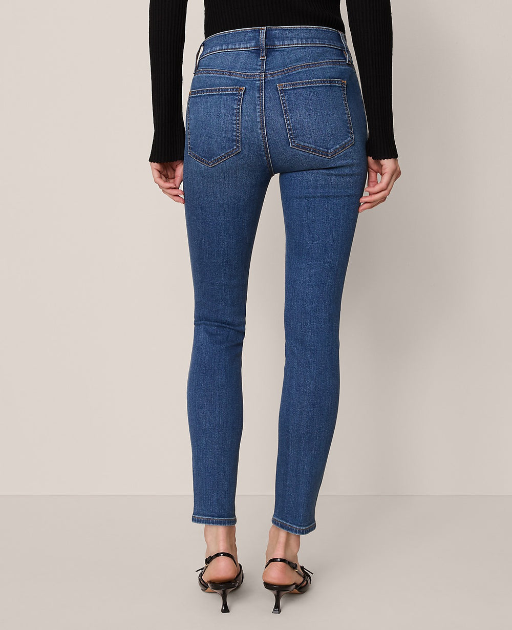Ann Taylor Classic Mid Wash Mid Rise Skinny Jeans in Classic Wash — Curvy Fit