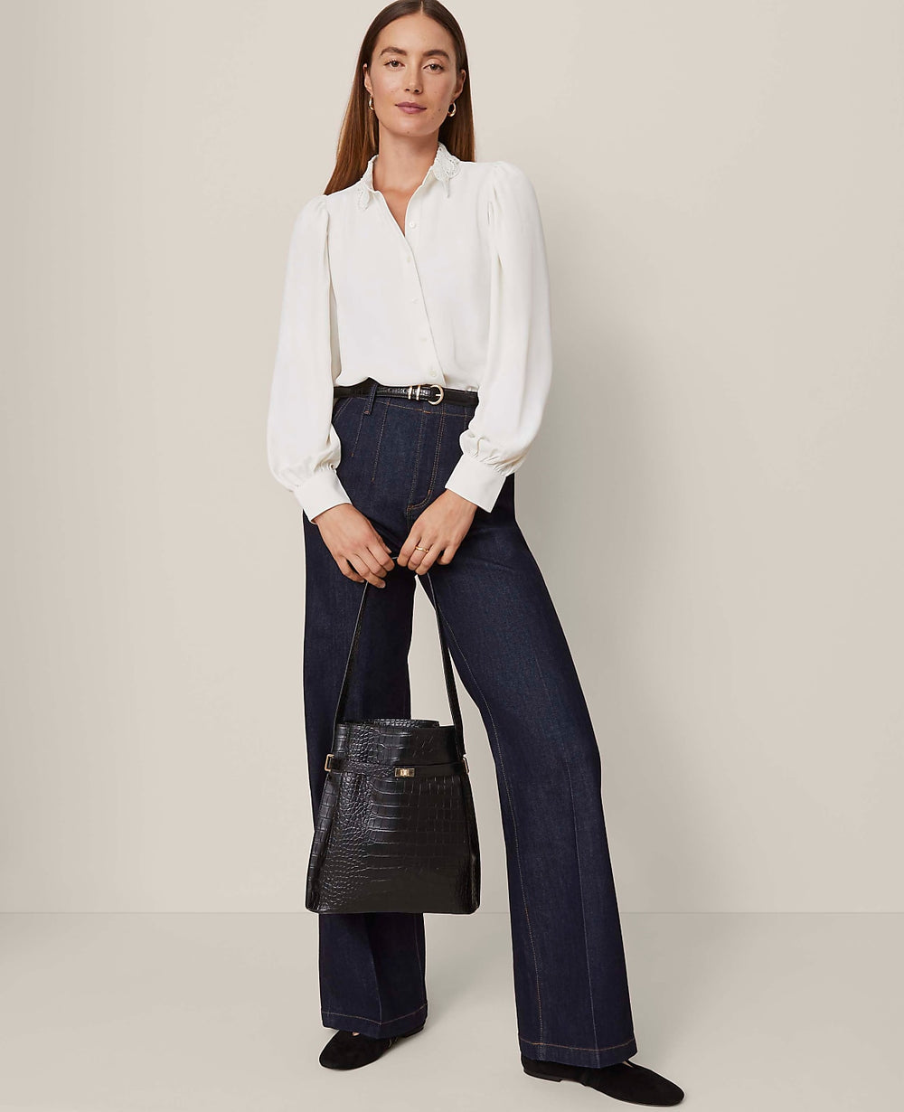 Ann Taylor Classic Rinse Wash The Darted Waist Trouser Jean