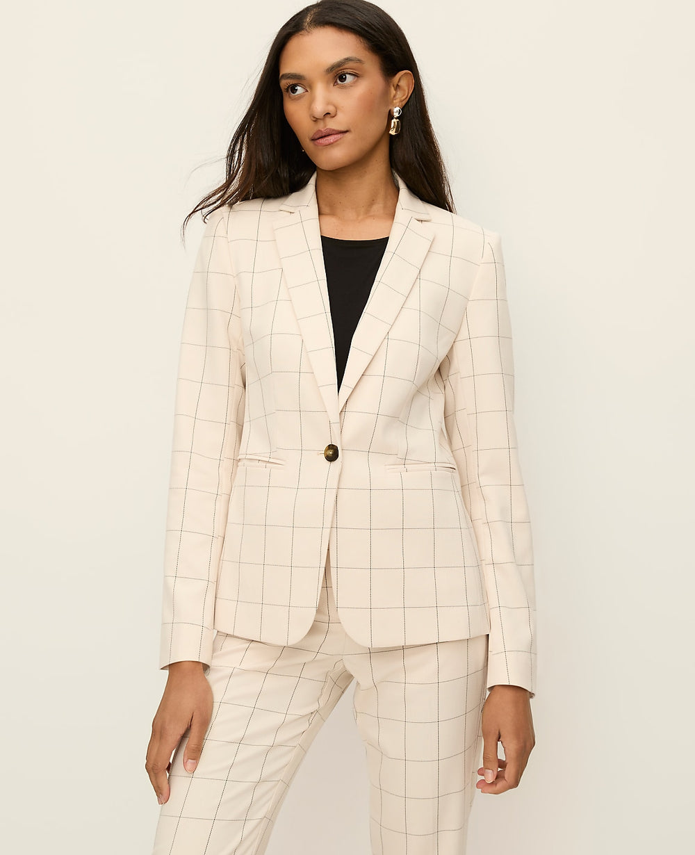 Ann Taylor Ivory/Black Combo The Hutton Blazer in Windowpane