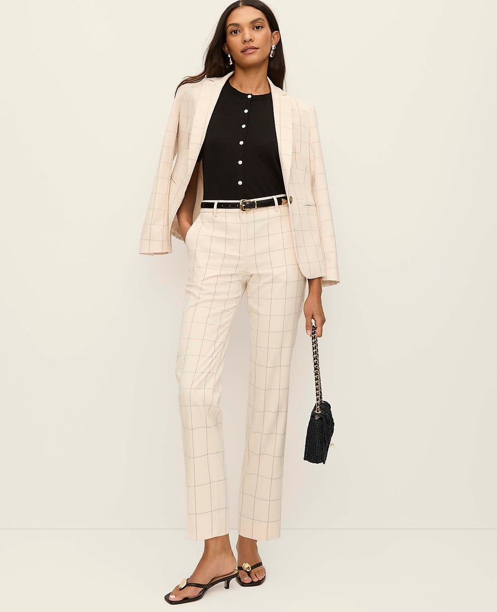 Ann Taylor Ivory/Black Combo The Hutton Blazer in Windowpane