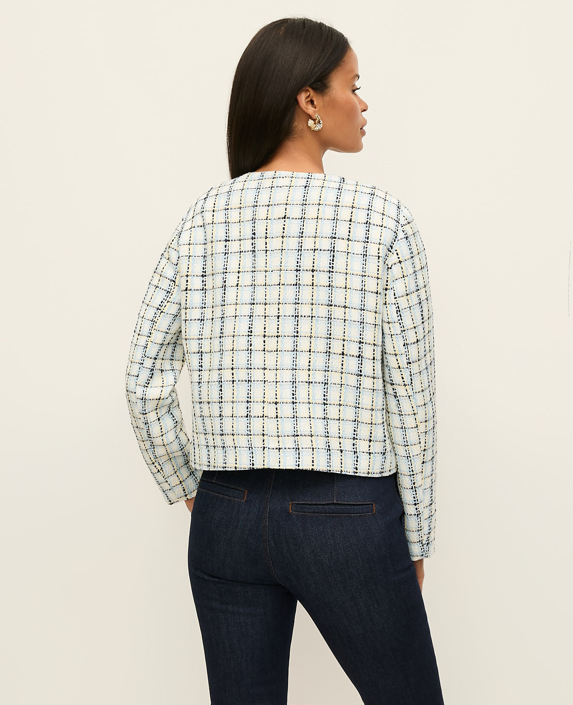 Ann Taylor Cashmere Blue The Crew Neck Jacket in Plaid