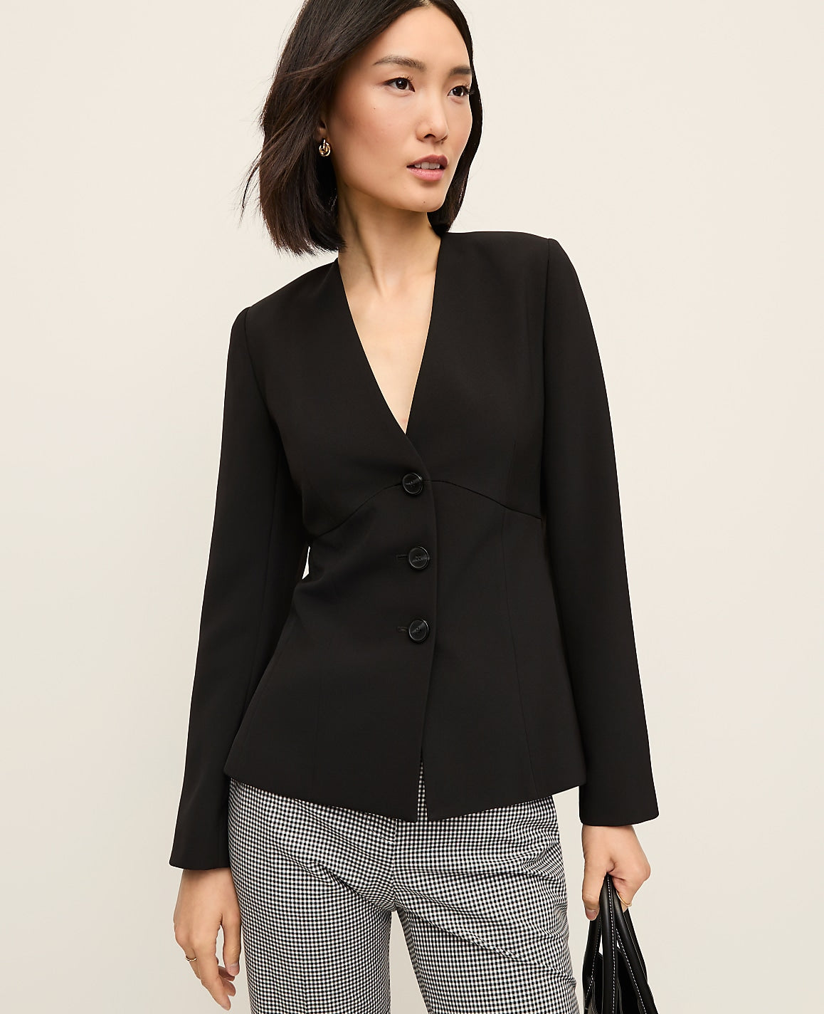 Ann Taylor Black The Peplum Jacket in Fluid Crepe