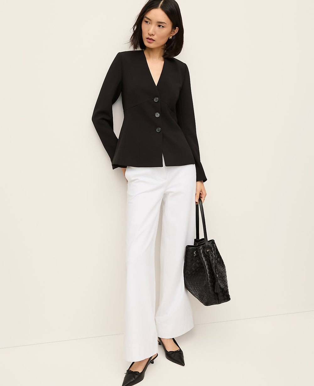 Ann Taylor Black The Peplum Jacket in Fluid Crepe