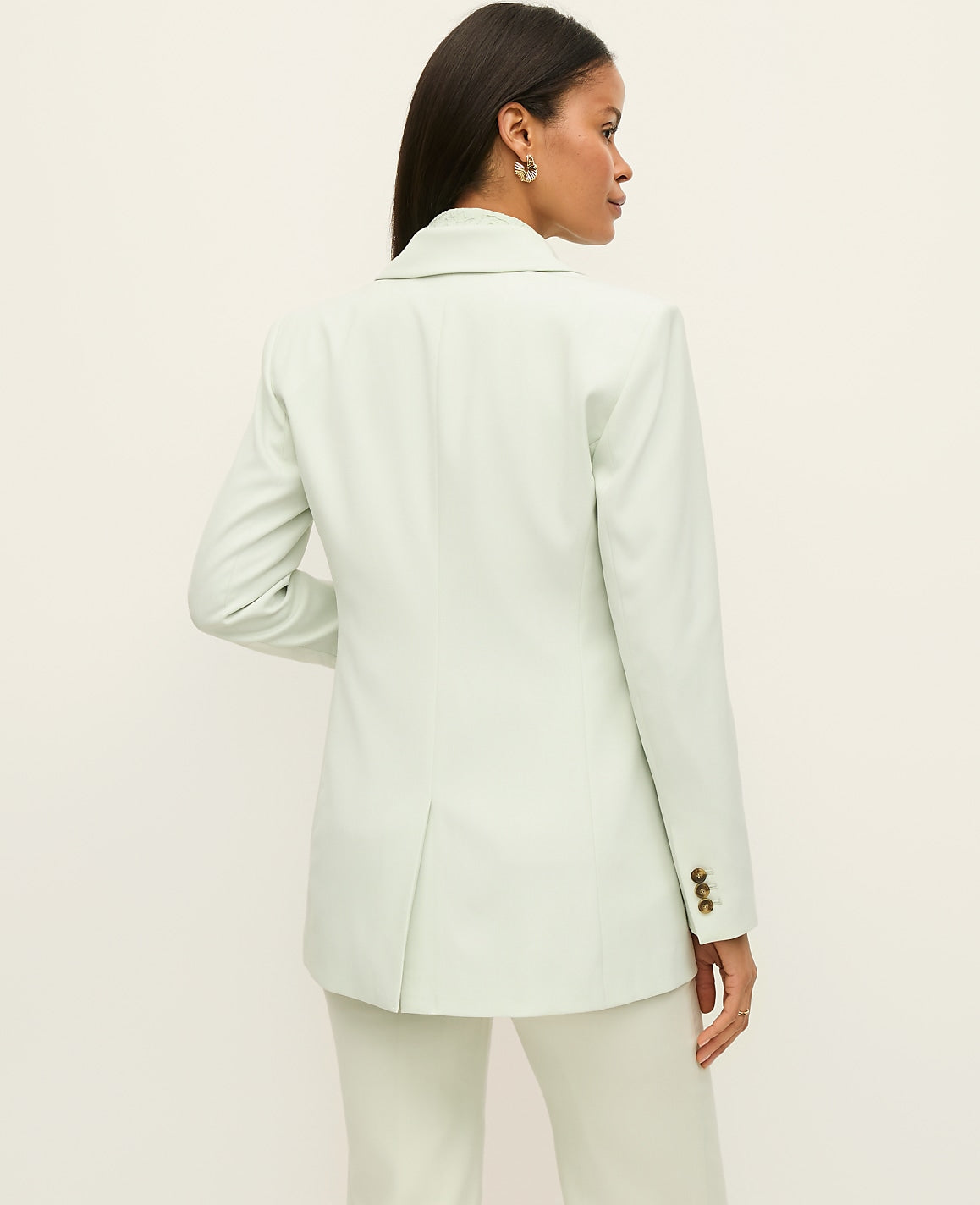 Ann Taylor Pale Aqua The Fitted Long Blazer