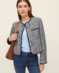 Ann Taylor Night Sky Weekend Tweed Crew Neck Jacket