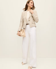 Ann Taylor Neutral Glen Check The Single Button Fitted Blazer in Glen Check