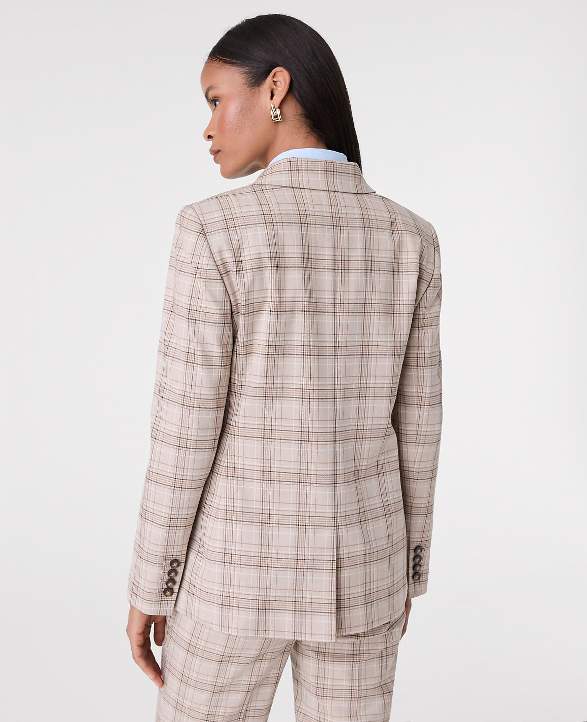 Ann Taylor Tan/Navy Plaid The Greenwich Blazer in Plaid