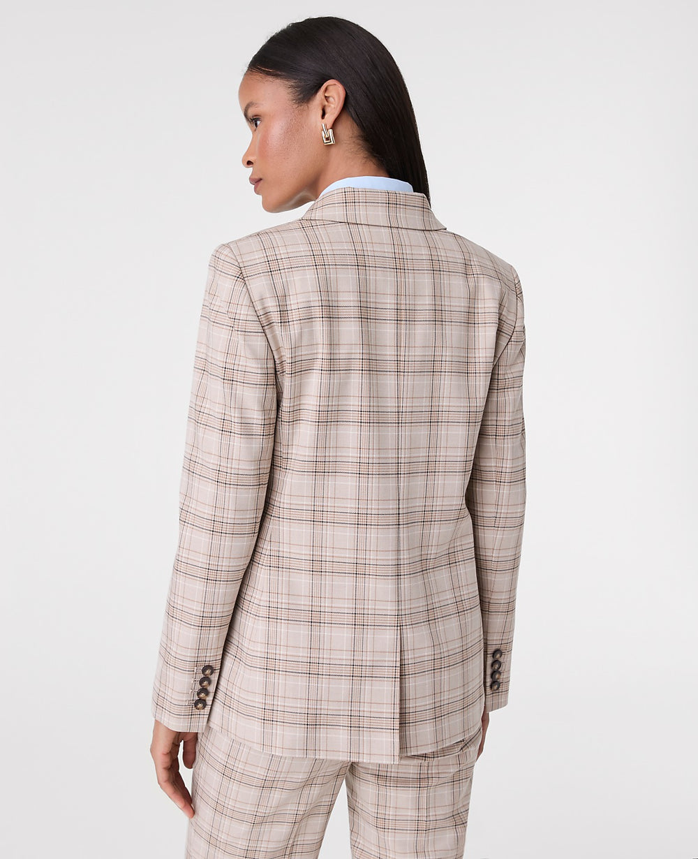 Ann Taylor Tan/Navy Plaid The Greenwich Blazer in Plaid