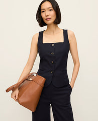 Ann Taylor Night Sky The Cutaway Square Neck Vest in Doubleweave