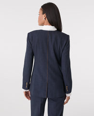 Ann Taylor Indigo Blend The Long Crew Neck Jacket in Denim