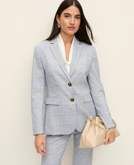 Ann Taylor Blue/White Combo The Greenwich Blazer in Plaid