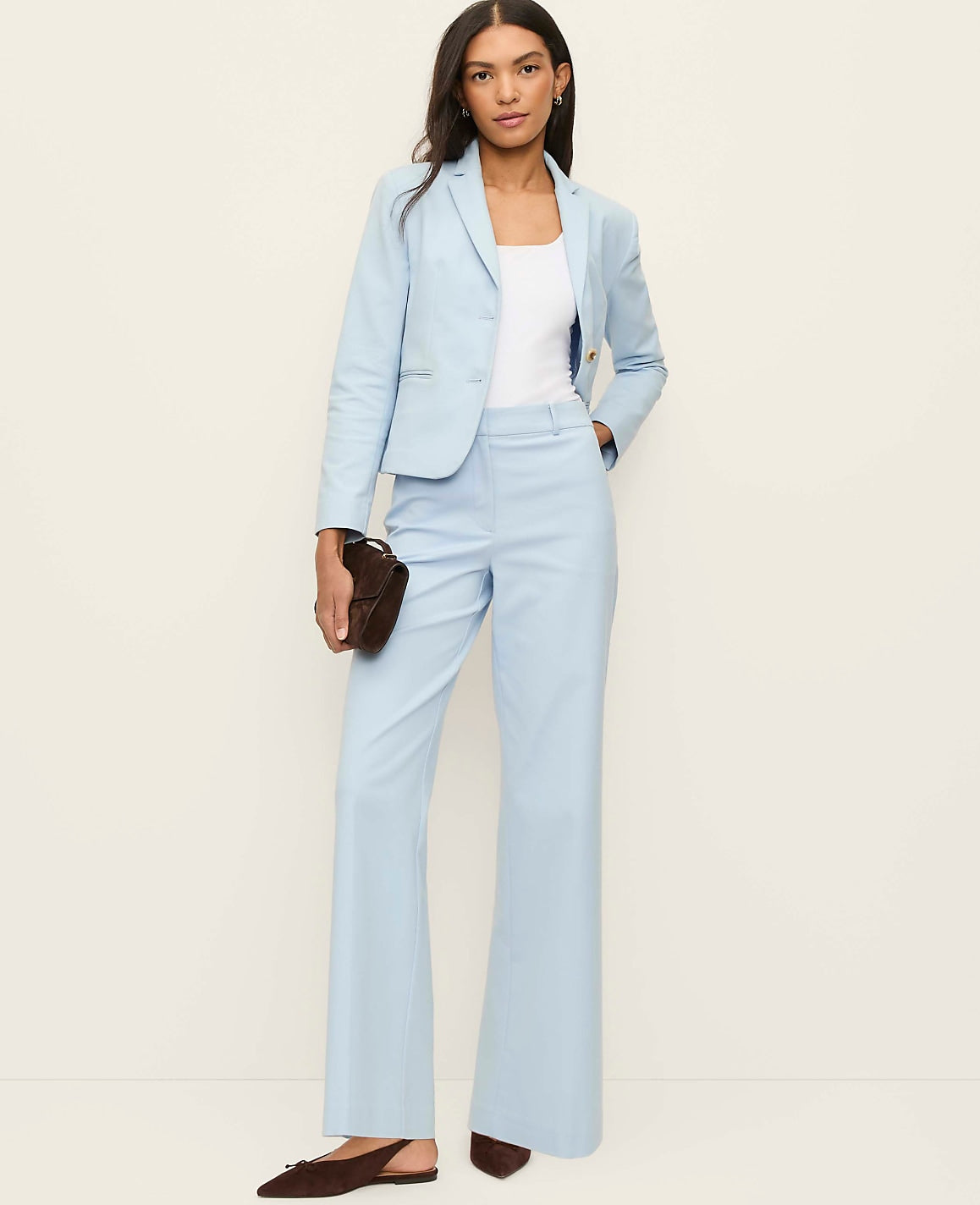 Ann Taylor Cashmere Blue The Two-Button Blazer in Doubleweave