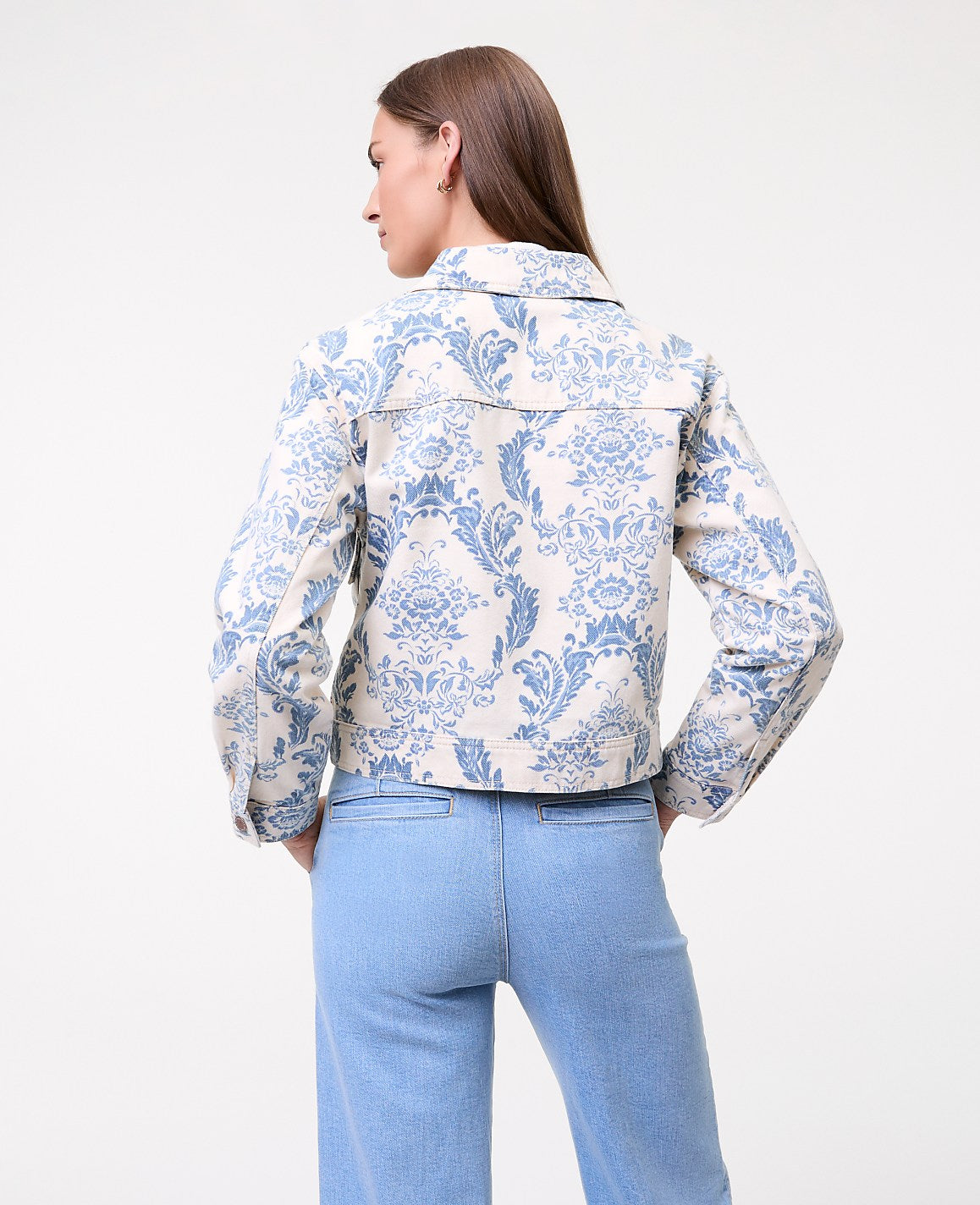 Ann Taylor Feather Weekend Toile Denim Jacket