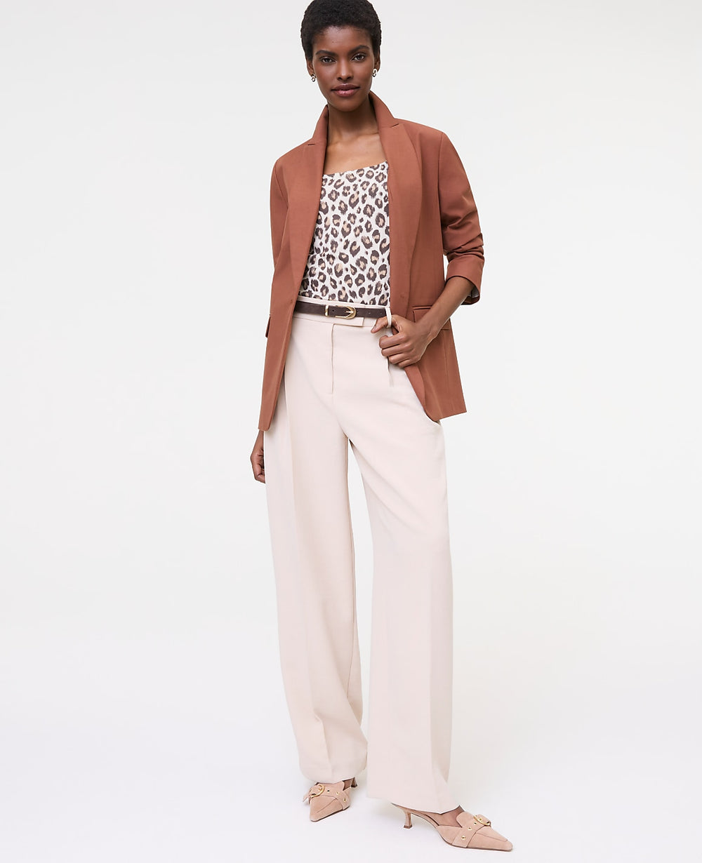 Ann Taylor Tortoise Shell Brown The Longline Blazer in Bi-Stretch Twill