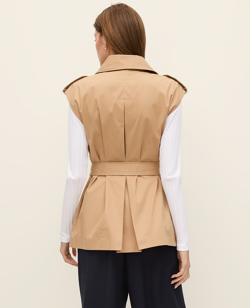Ann Taylor Classic Tan Belted Trench Vest