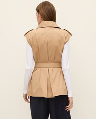 Ann Taylor Classic Tan Belted Trench Vest