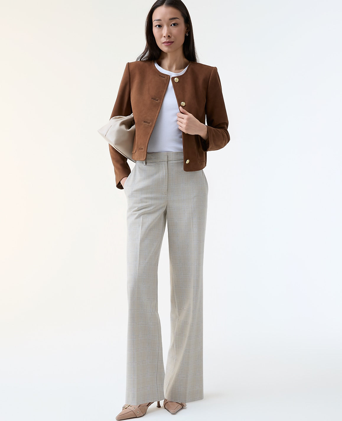 Ann Taylor Rich Umber The Crew Neck Jacket in Suede