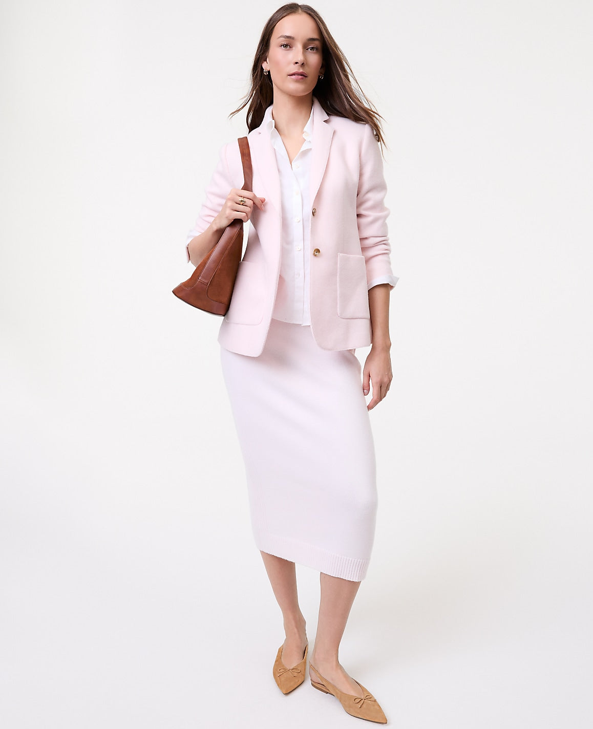 Ann Taylor Blush Haze Weekend Greenwich Blazer in Brushed Knit