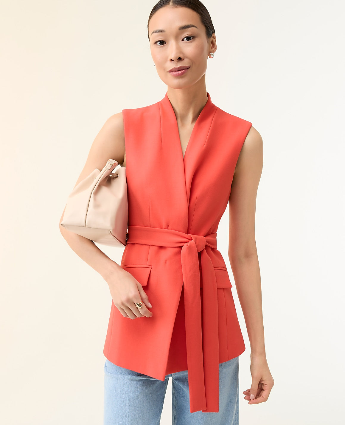 Ann Taylor Fiery Sunset The Belted Long Vest