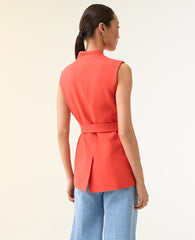 Ann Taylor Fiery Sunset The Belted Long Vest