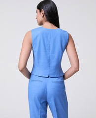 Ann Taylor Bluebird Melange The Tailored Vest in Luxe Twill