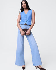 Ann Taylor Bluebird Melange The Tailored Vest in Luxe Twill