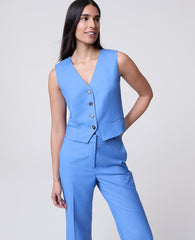 Ann Taylor Bluebird Melange The Tailored Vest in Luxe Twill