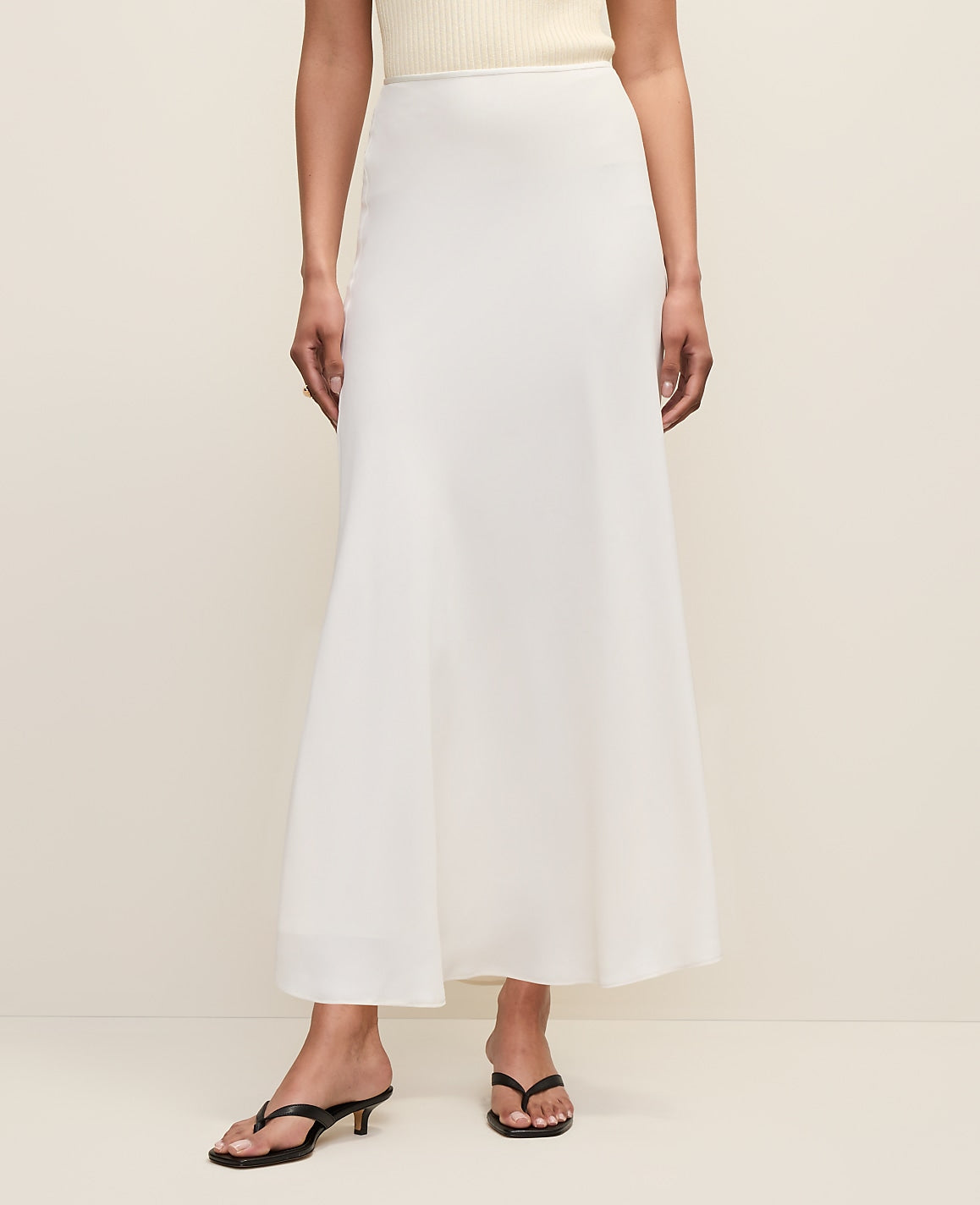 Ann Taylor Winter White Bias Flare Maxi Skirt