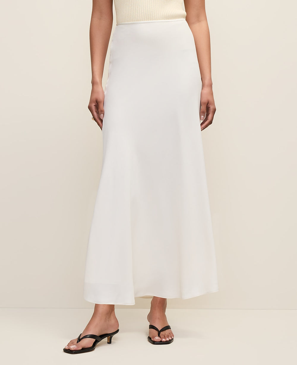 Ann Taylor Winter White Bias Flare Maxi Skirt