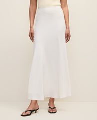 Ann Taylor Winter White Bias Flare Maxi Skirt
