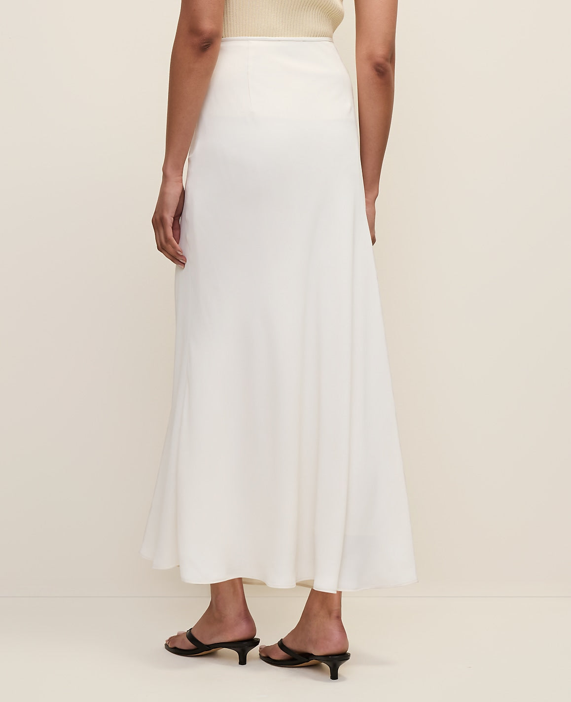 Ann Taylor Winter White Bias Flare Maxi Skirt