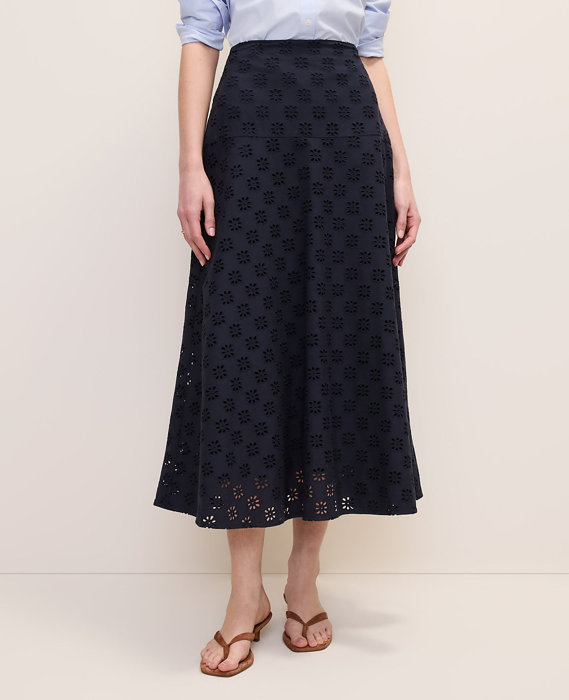 Ann Taylor Night Sky Eyelet Full Midi Skirt