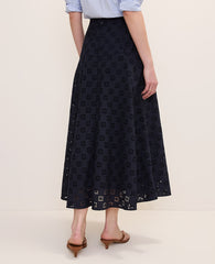 Ann Taylor Night Sky Eyelet Full Midi Skirt