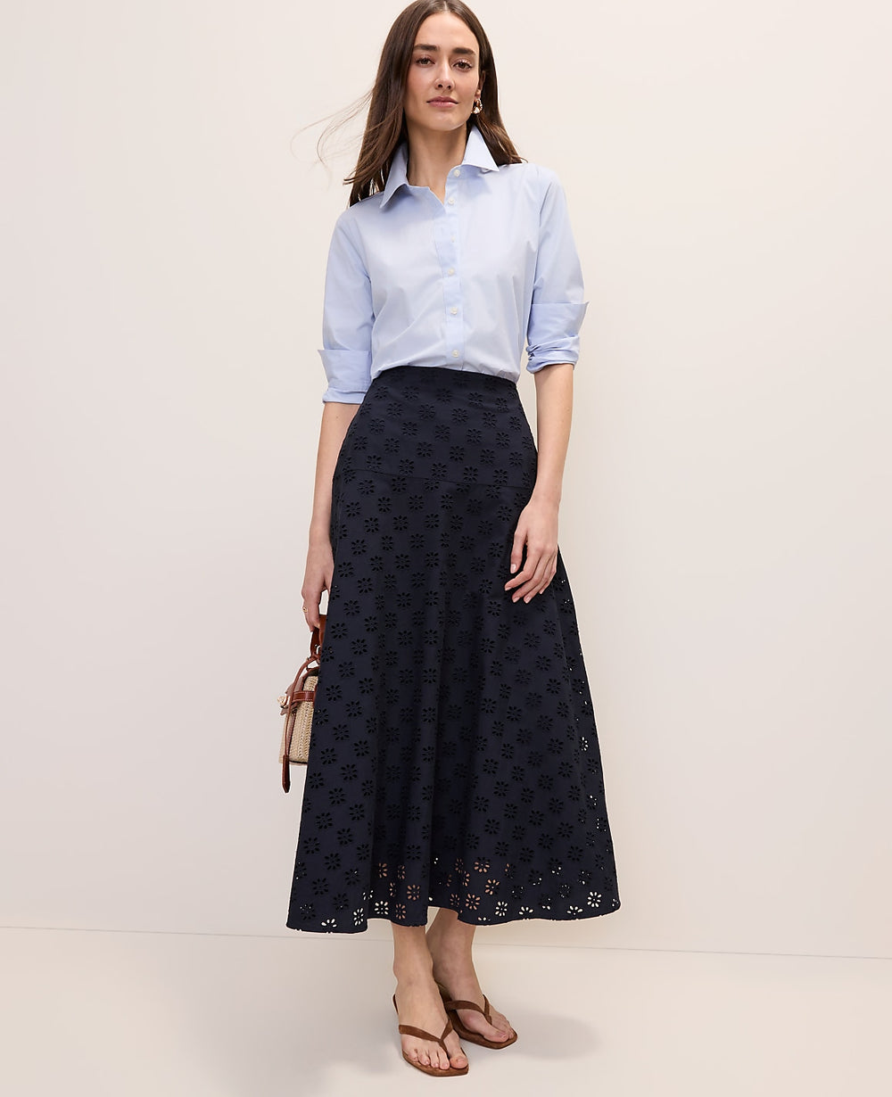 Ann Taylor Night Sky Eyelet Full Midi Skirt