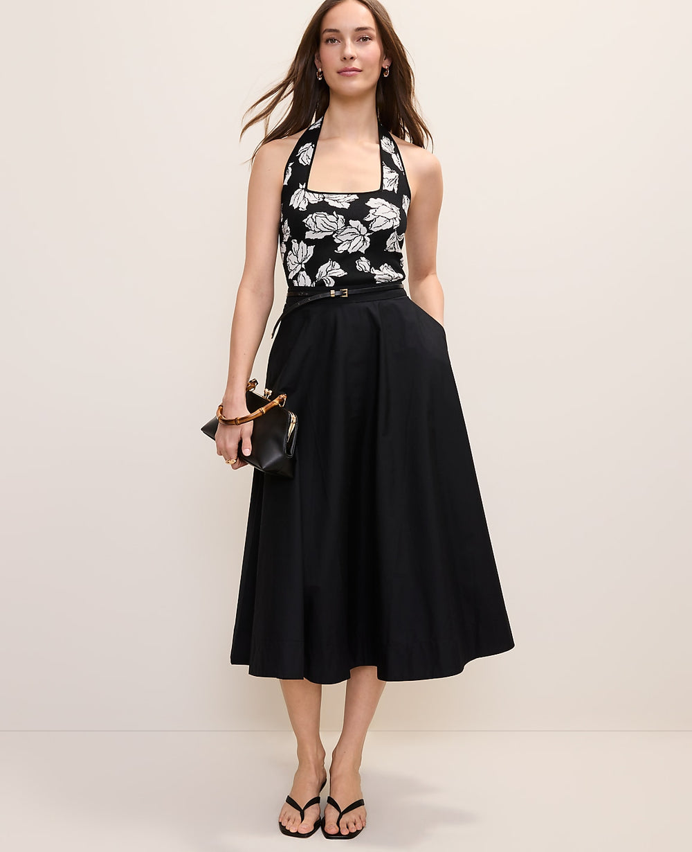 Ann Taylor Black Full Midi Skirt